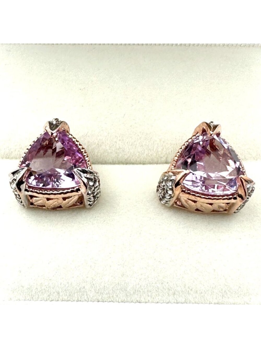 Chuck Clemency Pink Tourmaline & Diamond Rose Gold Plated Sterling Silver Studs